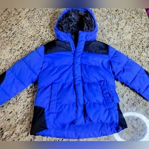 Blue puffer jacket